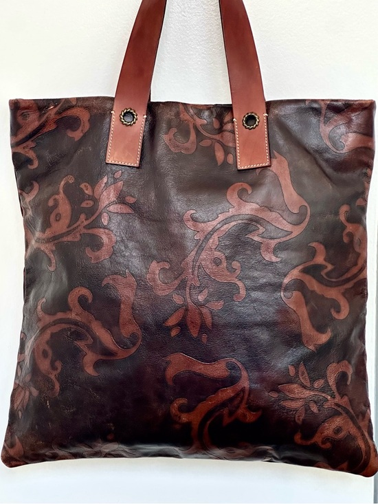 Falor Handbags - Falor le Borse Hand Tooled Leather Tote Bag in Brown